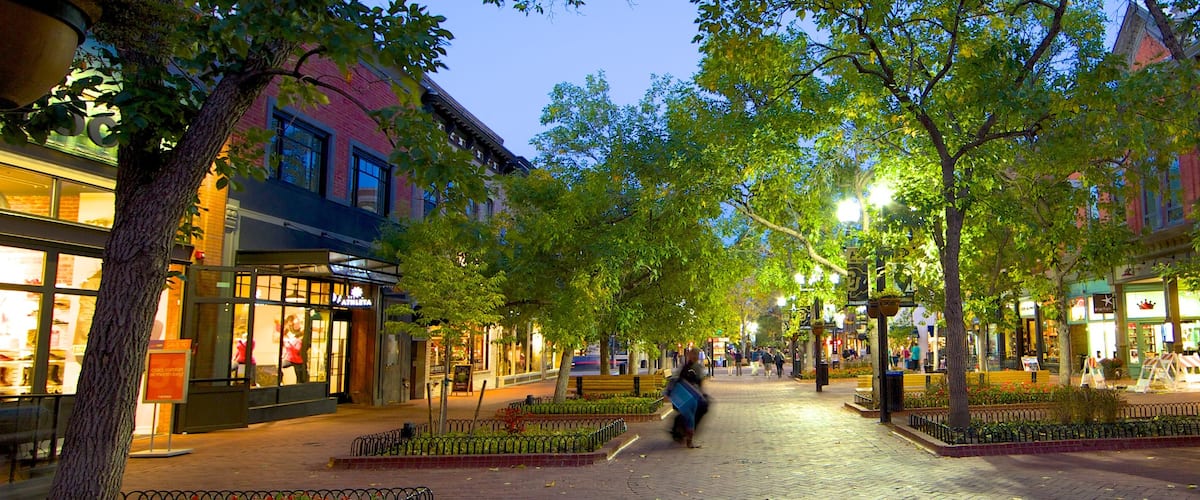 Boulder featuring a small town or village, street scenes and night scenes