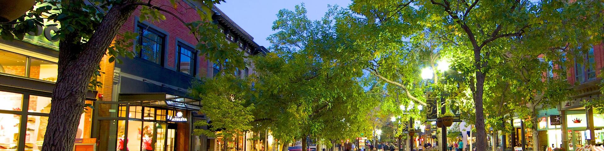 Boulder showing street scenes, a small town or village and night scenes