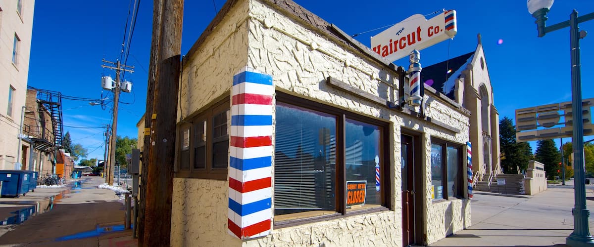 Laramie which includes a small town or village, street scenes and signage