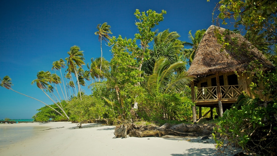 Upolu which includes a sandy beach and tropical scenes