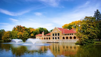 Albany which includes a fountain, a house and a lake or waterhole