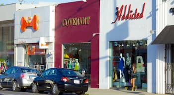 Melrose Avenue montrant shopping, mode et signalisation