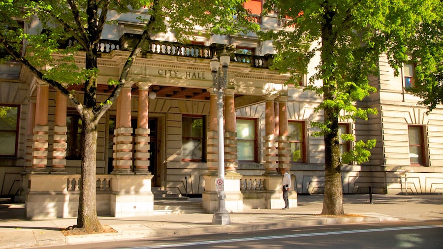 Portland City Hall which includes heritage architecture and an administrative building
