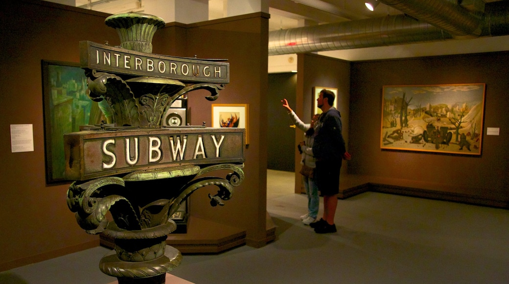 The Wolfsonian Museum featuring signage, interior views and art