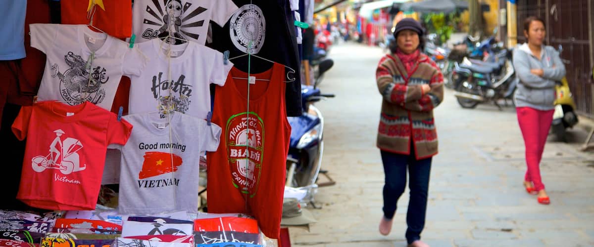 Trung tâm Thành phố Hội An có tính năng chợ và cảnh đường phố