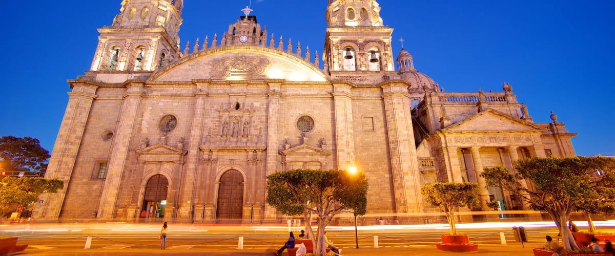 Catedral metropolitana que incluye escenas nocturnas, patrimonio de arquitectura y aspectos religiosos