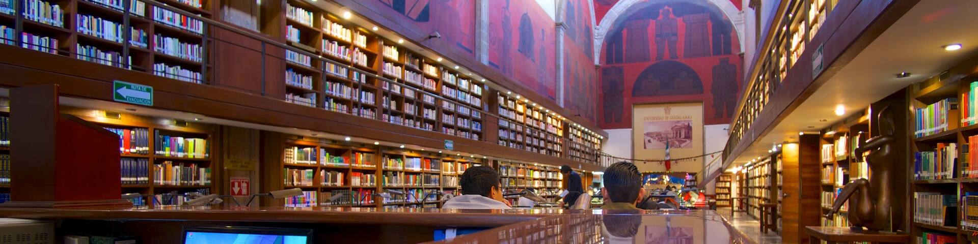 Biblioteca Octavio Paz which includes an administrative buidling and interior views