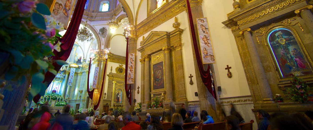 Basilica de Zapopan showing a church or cathedral, religious aspects and interior views