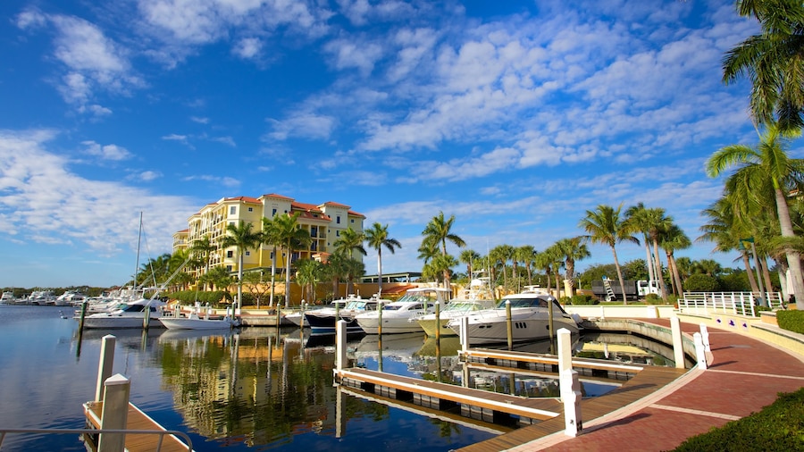 Jupiter featuring a marina, tropical scenes and a coastal town