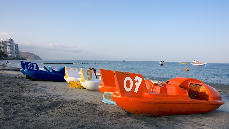 Rodadero Beach showing boating and a sandy beach