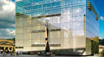 Museo de Arte de Stuttgart mostrando arte al aire libre, arquitectura moderna y una plaza