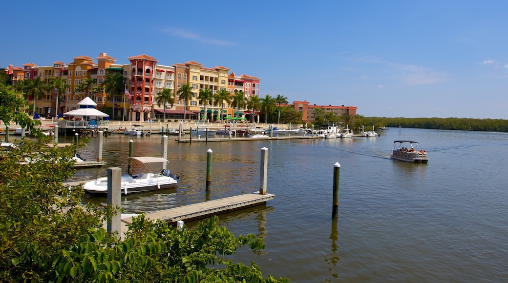 Naples showing a coastal town, a luxury hotel or resort and a bay or harbour