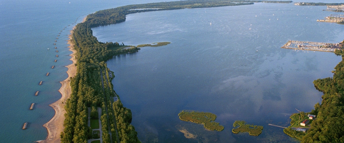 Erie which includes a lake or waterhole, general coastal views and landscape views