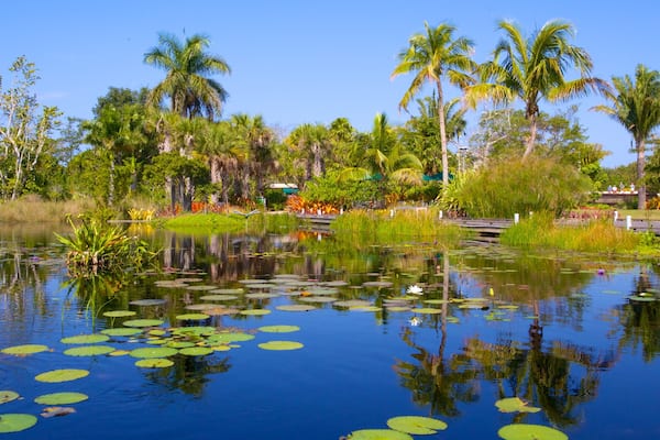 Naples Botanical Garden mit einem Garten und Teich
