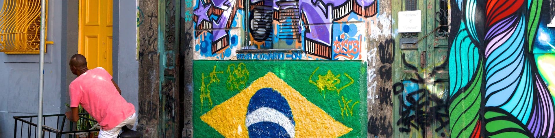 Lapa which includes outdoor art as well as an individual male