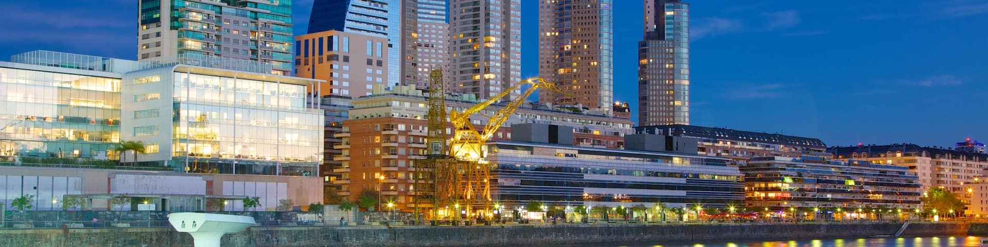 Puerto Madero showing a skyscraper, a city and night scenes