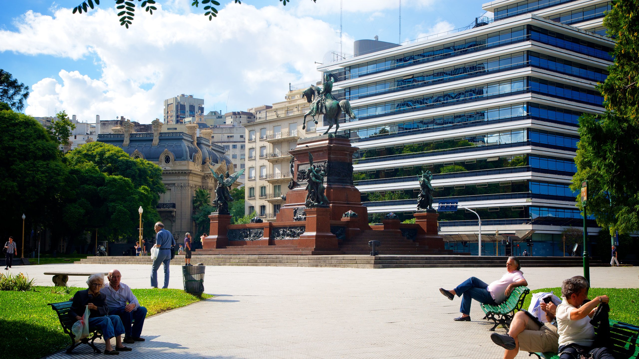 Plaza San Martin featuring a city, a square or plaza and a statue or sculpture