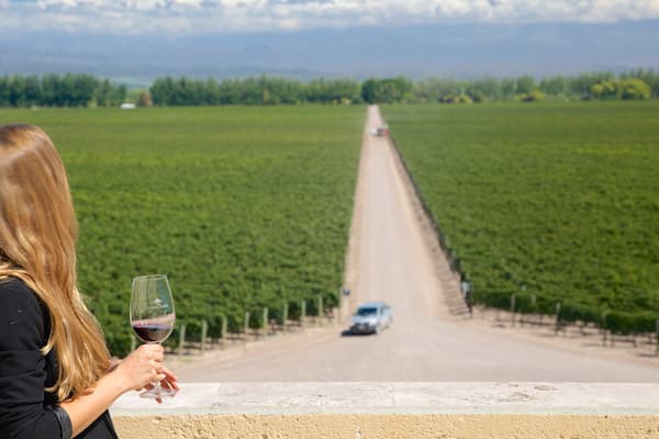 Bodega Catena Zapata das einen Drinks oder Getränke und Ansichten sowie einzelne Frau