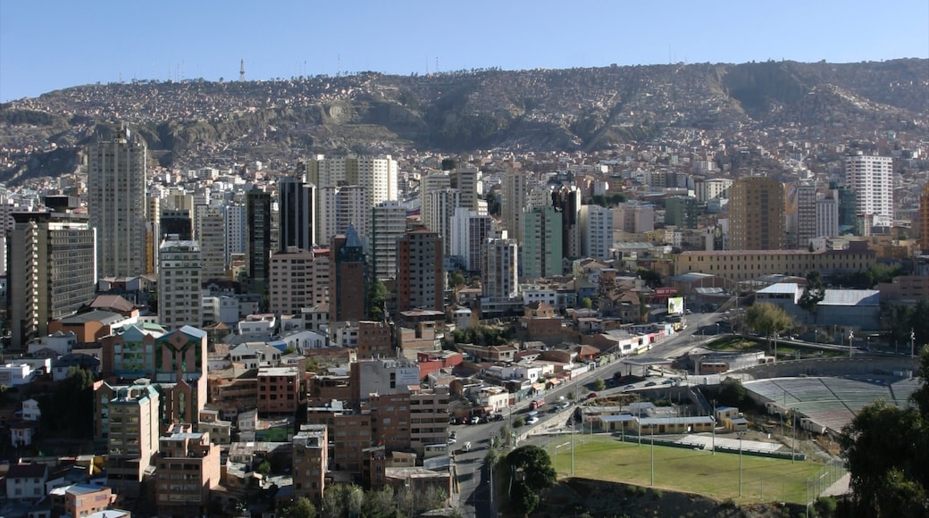 Bolivia which includes a city and a skyscraper