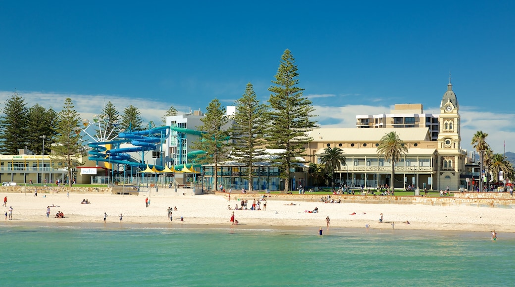 Glenelg Beach which includes general coastal views and a sandy beach