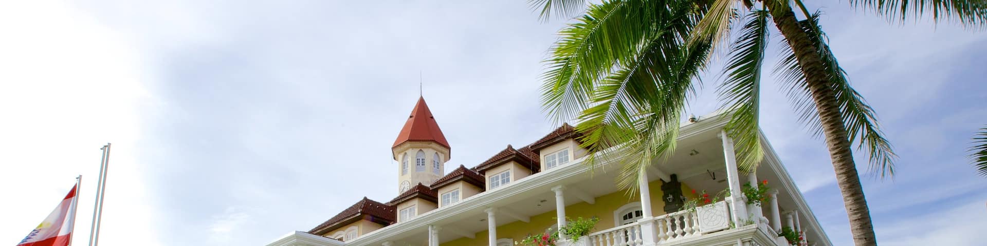 Papeete Town Hall which includes an administrative building and a garden