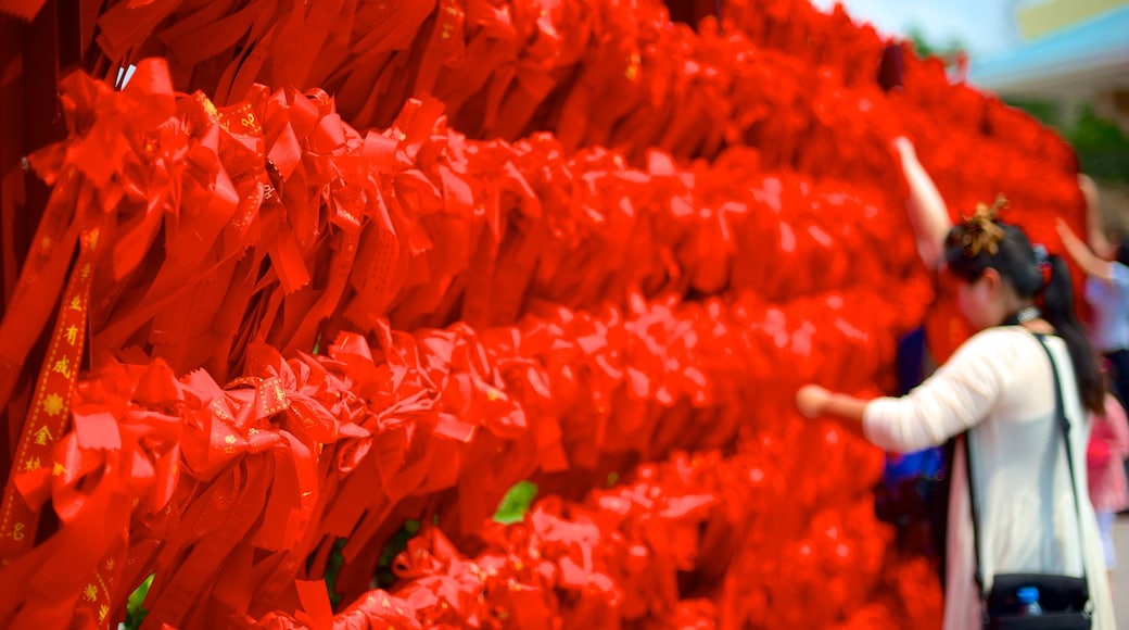 Guanyin Statue of Hainan showing outdoor art as well as an individual femail