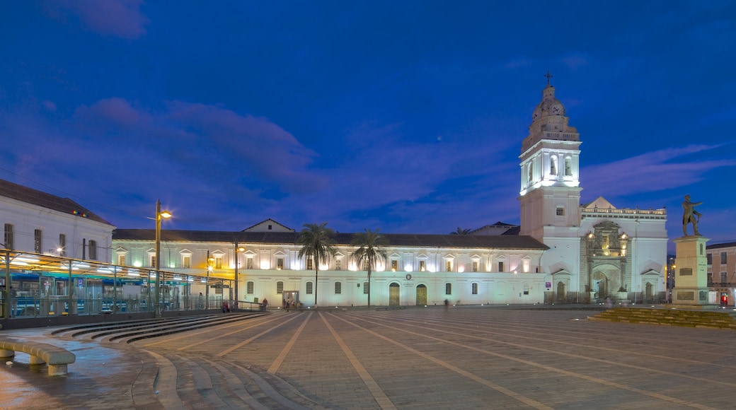 Santo Domingo Church featuring a square or plaza and night scenes