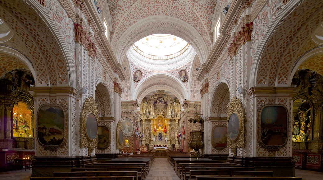 Iglesia de la Merced mostrando aspectos religiosos, arquitetura de patrimônio e vistas internas