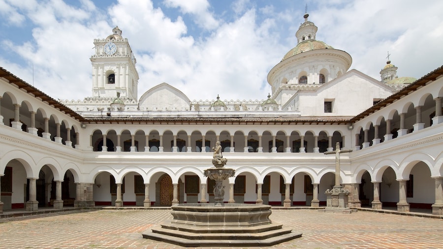 La Merced Church which includes a church or cathedral and a square or plaza