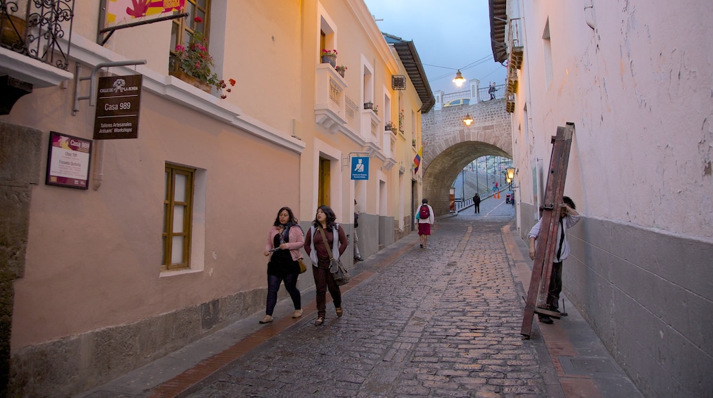 Calle La Ronda featuring street scenes as well as a small group of people