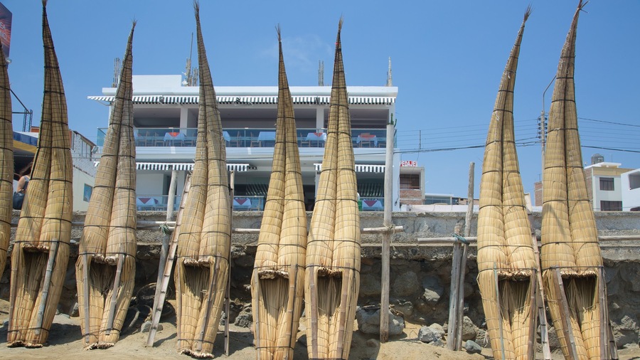Huanchaco Beach featuring indigenous culture and outdoor art