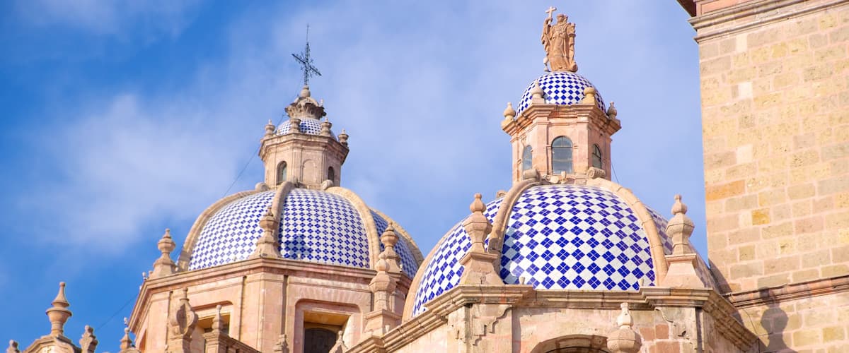 Morelia Cathedral showing heritage architecture and a church or cathedral