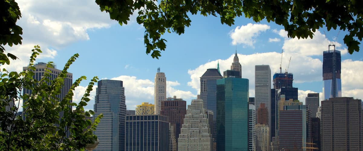 Brooklyn Heights showing a city, central business district and a high rise building