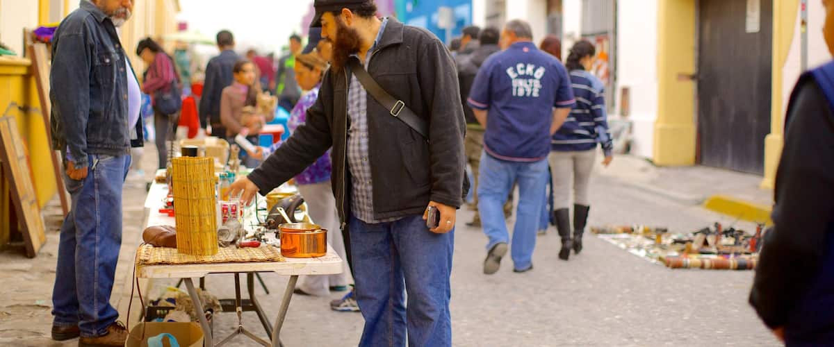 Barrio Antiguo ofreciendo una ciudad y escenas urbanas y también un pequeño grupo de personas