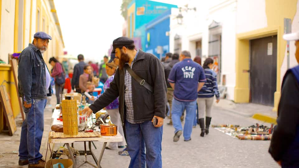 Barrio Antiguo showing a city and street scenes as well as a small group of people