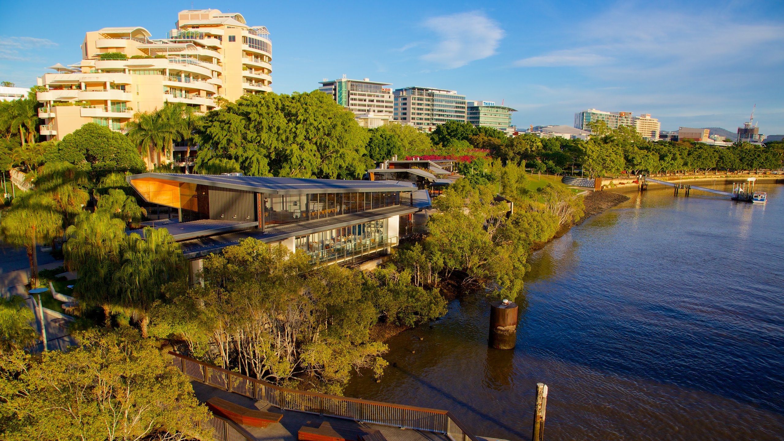 Southbank Parklands featuring a city and a river or creek