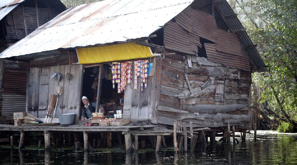 Jammu and Kashmir which includes a river or creek, a house and wetlands