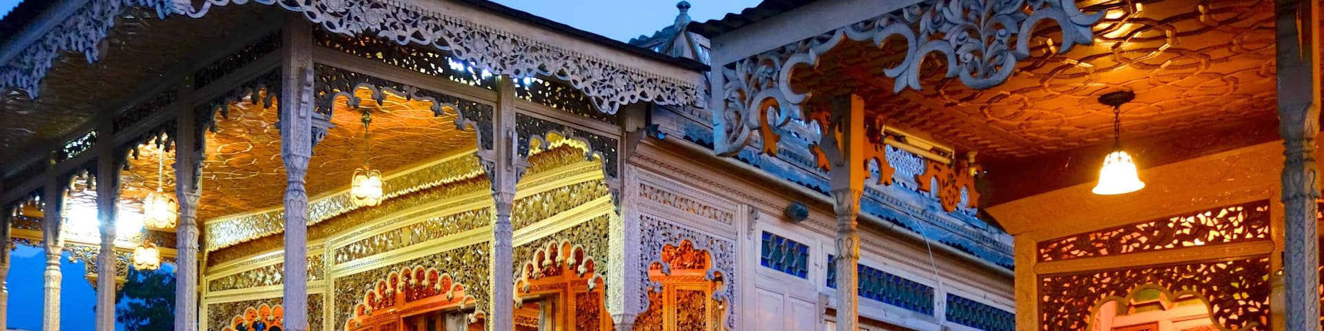 Jammu and Kashmir showing a temple or place of worship, night scenes and heritage architecture