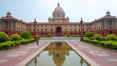 Rashtrapati Bhavan welches beinhaltet Burg und Platz oder Plaza