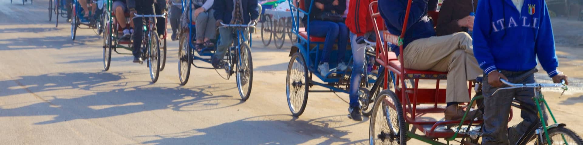 Chandni Chowk showing street scenes and cycling as well as a small group of people