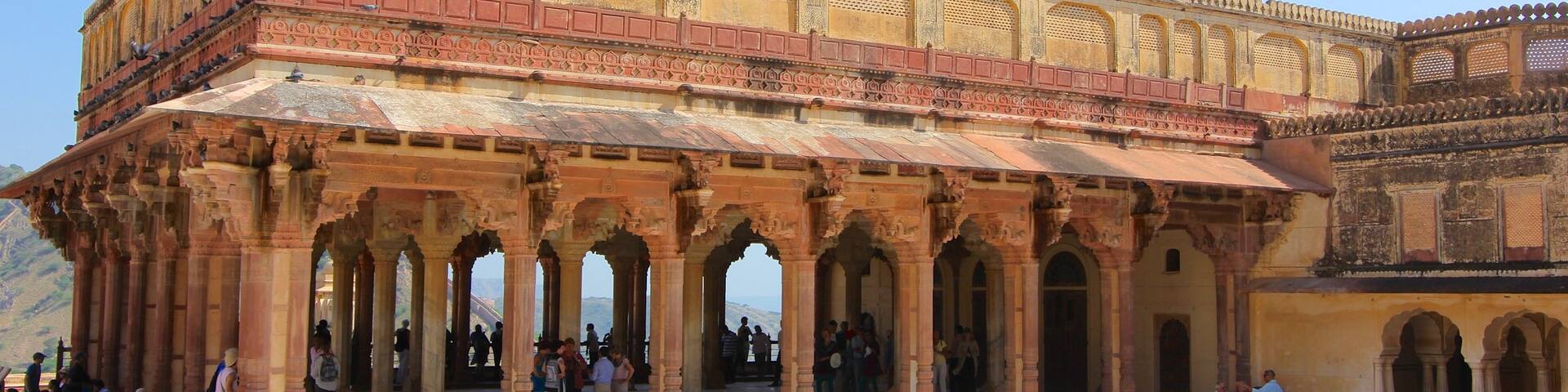 Amber Fort featuring chateau or palace, a square or plaza and heritage architecture