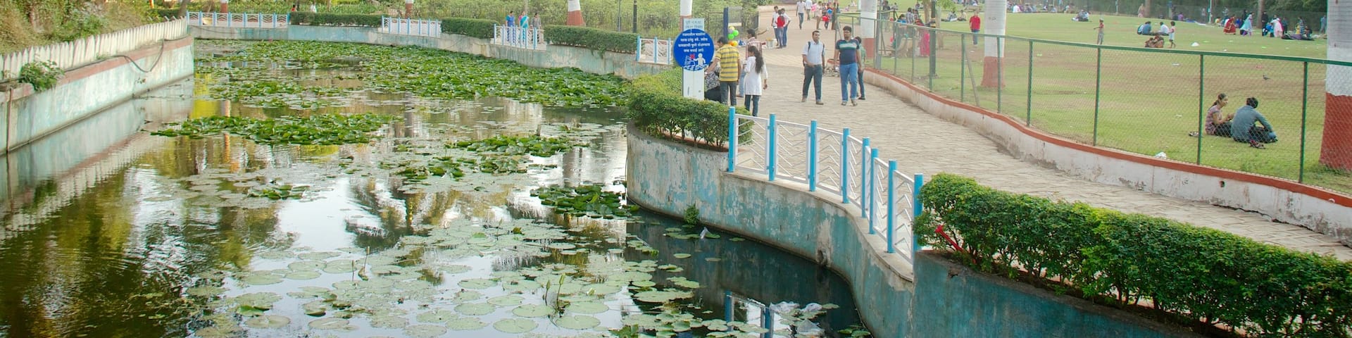 Saras Baug which includes a garden and a pond
