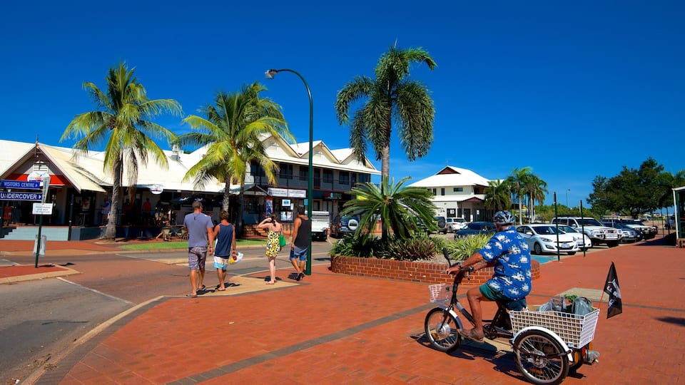 Broome which includes cycling, a coastal town and a city
