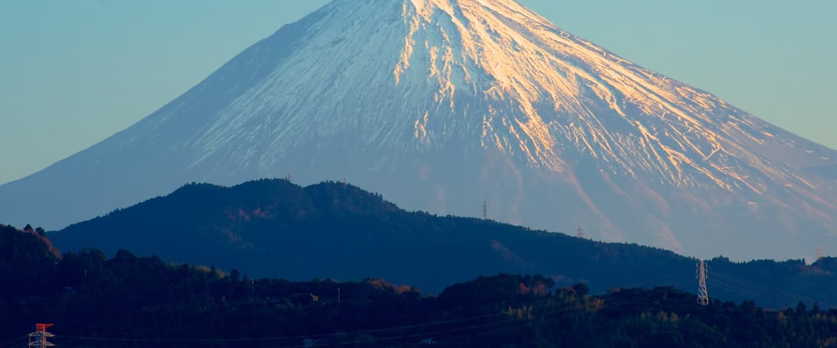 富士山 其中包括 山, 山水美景 和 下雪