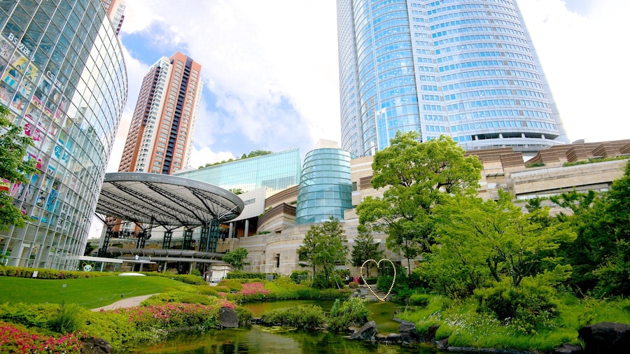 Roppongi Hills with modern architecture and landscaped gardens in Tokyo.