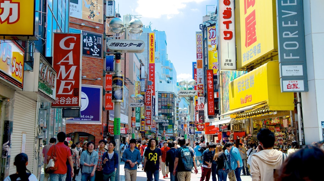 Shibuya featuring a city, street scenes and signage