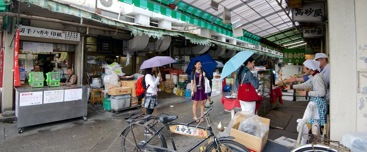 築地魚市場 フィーチャー マーケット, 都市 と 屋内の眺め