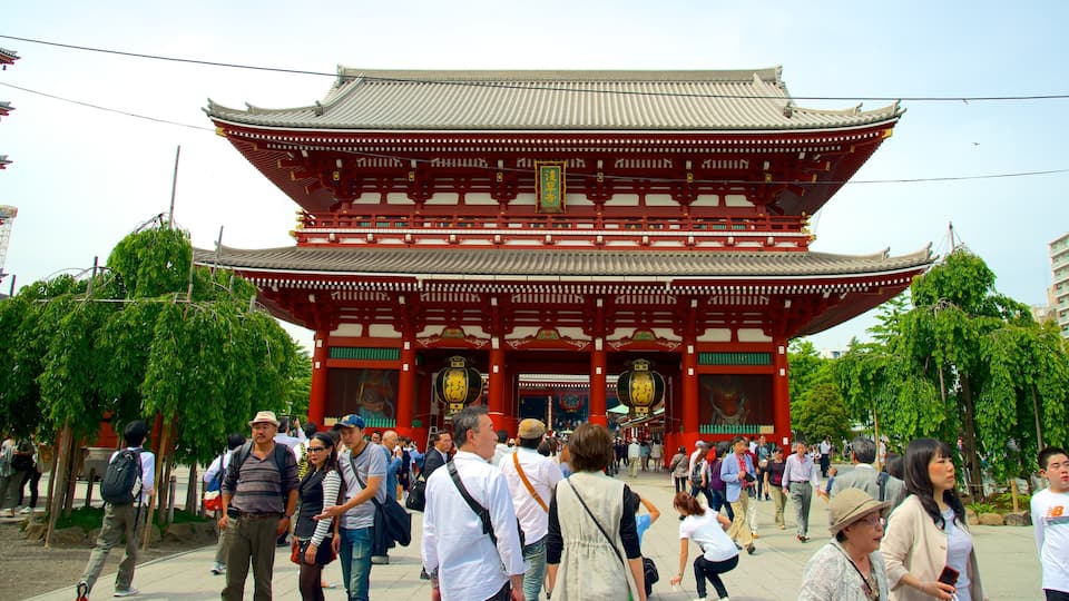 Sensoji Temple featuring a temple or place of worship, heritage architecture and a city