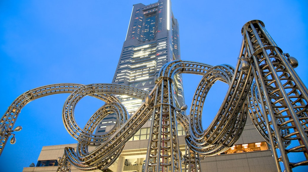 Minatomirai showing modern architecture, night scenes and cbd