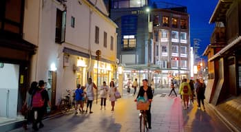 Gion showing cycling, night scenes and street scenes